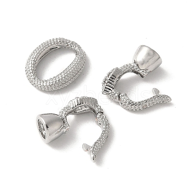 Brass Micro Pave Clear Cubic Zirconia Fold Over Clasps KK-M320-11P-1