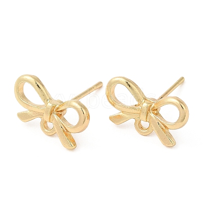 Bowknot Alloy Stud Earring Findings X-PALLOY-Q447-03LG-1