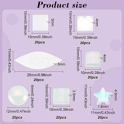 140Pcs 7 Styles Glass Cabochons & Plastic Beads DIY-FG0004-85-1