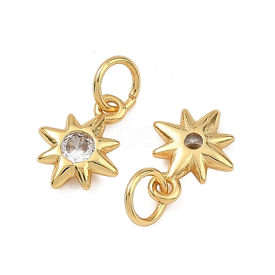 Brass Micro Pave Clear Cubic Zirconia Charms KK-F941-40D-G-1