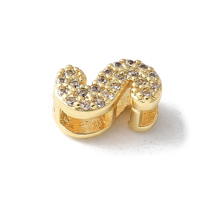 Brass Micro Pave Clear Cubic Zirconia Initial Multi-strand Links KK-S520-01G-19-1