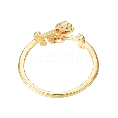 Clear Cubic Zirconia Tulip Flower Open Cuff Ring RJEW-N030-18-1
