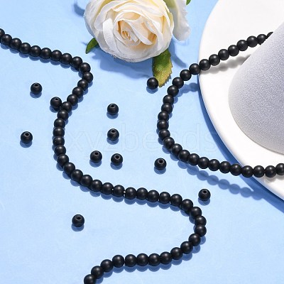 Synthetic Black Stone Beads Strands X-G-G508-6MM-1