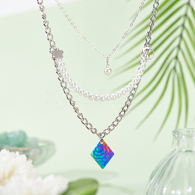 60Pcs 3 Colors 304 Stainless Steel Pendants STAS-DC0014-24-1