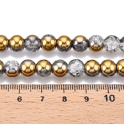 Electroplated Crackle Glass Beads Strands EGLA-N014-8mm-04-1