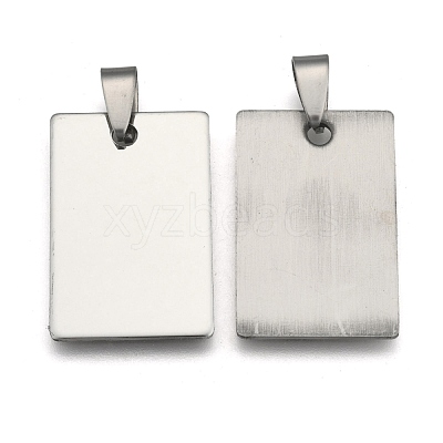 Non-Tarnish 201 Stainless Steel Rectangle Mirror Polished Finish Stamping Blank Tag Pendants STAS-S030-01-1