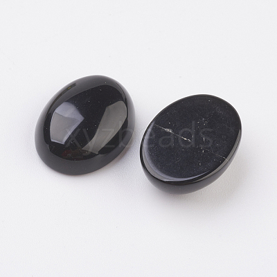 Natural Obsidian Flat Back Cabochons X-G-G741-13x18mm-20-1