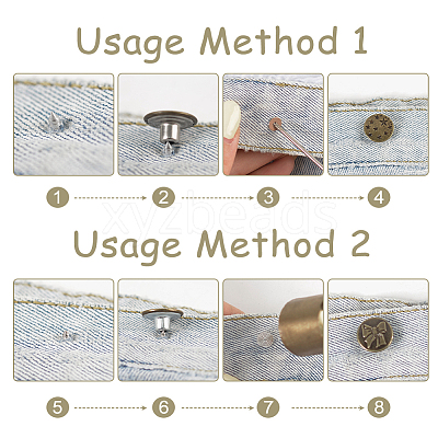112 Sets 8 Sftyles Brass Button Pins for Jeans BUTT-GA0001-41-1