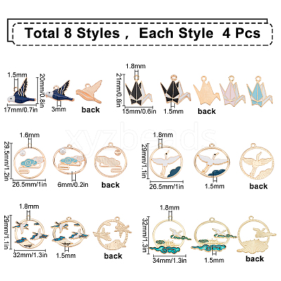 32Pcs 8 Style Alloy Enamel Pendants FIND-SC0002-19-1