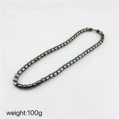 Synthetic Magnetic Hematite Column Beaded Nacklaces for Men WA5844-4-1