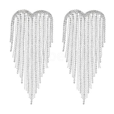 2Pcs Heart Tassel Alloy Rhinestone Lapel Pins for Clothes JEWB-NB0001-30S-1