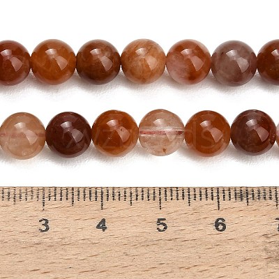 Natural Red Hematoid Quartz Beads Strands G-G475-A01-8mm-1