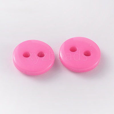 2-Hole Flat Round Resin Sewing Buttons for Costume Design BUTT-E119-18L-06-1