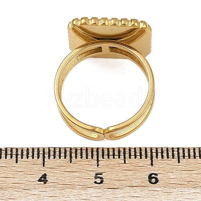 Square 304 Stainless Steel Enamel Finger Rings for Women RJEW-G355-06G-02-1