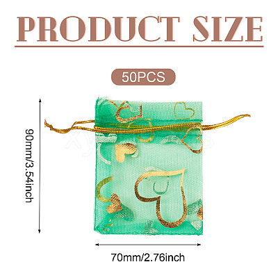 50Pcs Heart Printed Organza Bags OP-TADJ0001-01I-1