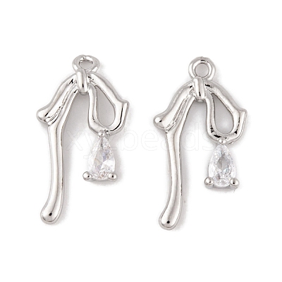 Brass Micro Pave Clear Cubic Zirconia Pendants KK-L212-06P-1