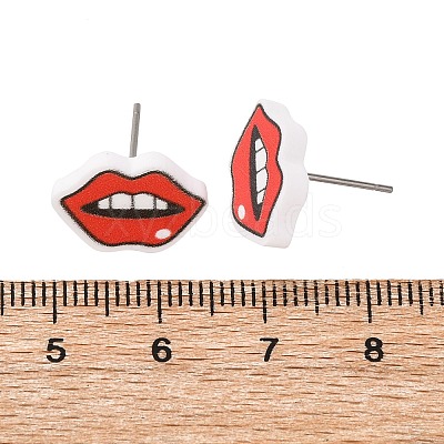 Wood Stud Earrings EJEW-M063-01F-1