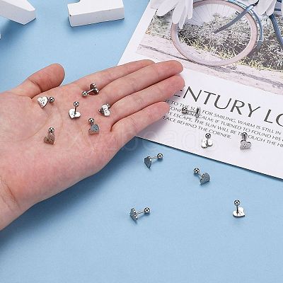 Tarnish Resistant 201 Stainless Steel Cartilage Earrings for Valentine's Day EJEW-R147-37-1