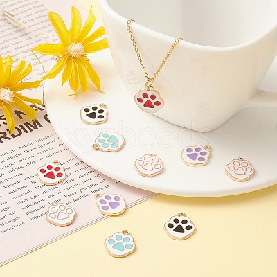50Pcs 5 Colors Alloy Enamel Pendants ENAM-CJ0004-27-1