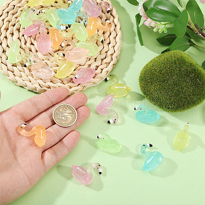60Pcs 6 Colors Luminous Resin Flamingo Shape Display Ornaments DJEW-CA0001-53-1