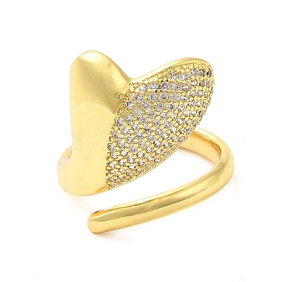 Brass Micro Pave Cubic Zirconia Cuff Rings RJEW-P102-06G-1
