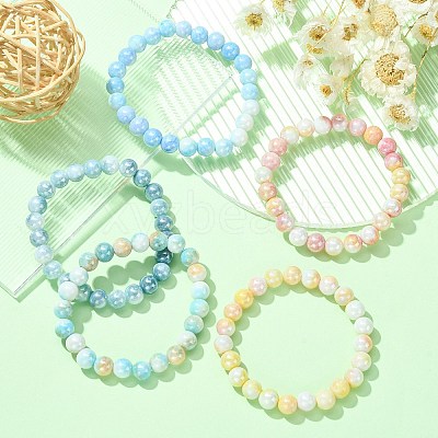 Electroplated Glass Bead Stretch Bracelets for Women BJEW-JB09483-1