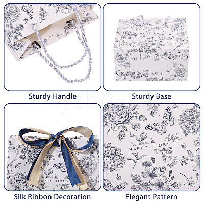 Floral Printed Paper Gift Tote Bags ABAG-WH0044-82A-1