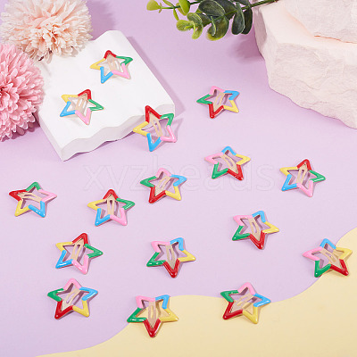 20Pcs Iron Enamel Snap Hair Clips for Girls PHAR-TADJ0001-09-1