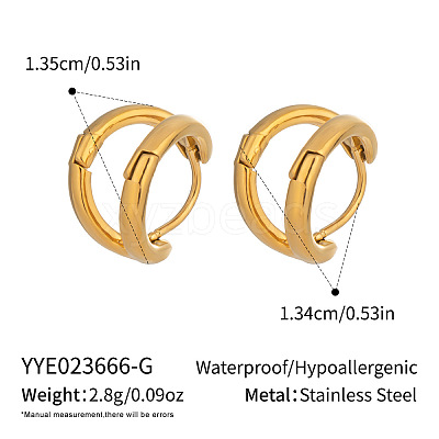 Stainless Steel Two-layer C-Shaped Hoop Earrings FC1759-1-1