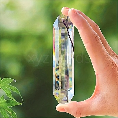 Glass Rectangle Pendant Decorations PW-WG15366-02-1