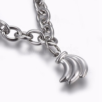Tarnish Resistant 304 Stainless Steel Charm Bracelets BJEW-L637-25-P-1