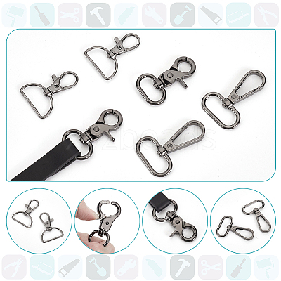30Pcs 3 Styles Zinc Alloy Swivel Lobster Claw Clasps FIND-WR0009-68B-1