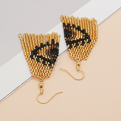 Glass Seed Beaded Dangle Earrings UP1893-01-1
