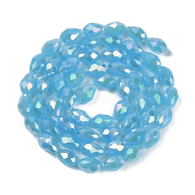 Opaque Solid Color Electroplate Glass Beads Strands EGLA-N013-J8mm-B05-1