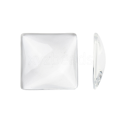 Transparent Glass Square Cabochons X-GGLA-A001-25mm-1