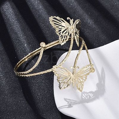 Butterfly Alloy Arm Cuff Bangles for Girl Women AJEW-A063-01I-G-1
