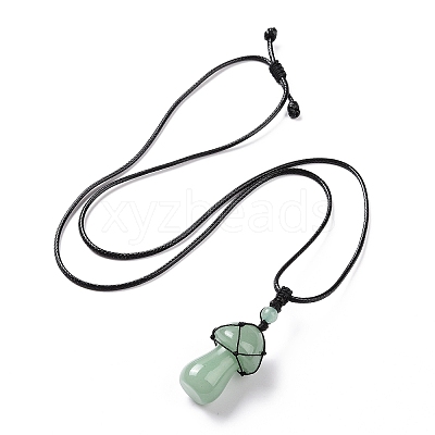 Natural Gemstone Mushroom Pendant Necklace NJEW-E065-01-1