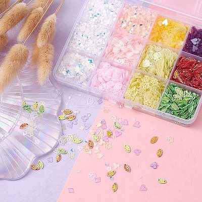 62G 12 Style Plastic Sequin Beads PVC-YW0001-01-1