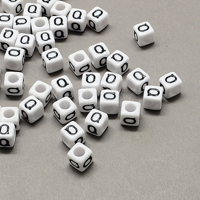 Large Hole Acrylic Letter European Beads SACR-Q103-8mm-01Q-1