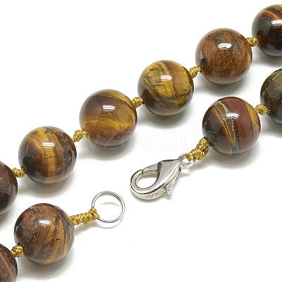 Natural Tiger Eye Beaded Necklaces NJEW-S404-12-1