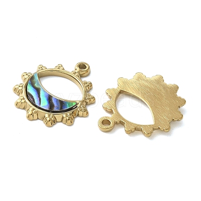 Flower with Lune 304 Stainless Steel Natural Paua Shell/White Shell Pendants Ion Plating(IP) STAS-U037-11G-02-1
