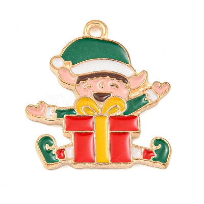 Christmas Theme Alloy Enamel Pendants ENAM-M221-01KCG-01-1