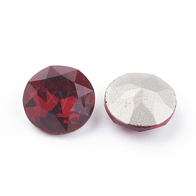 Pointed Back & Back Plated Glass Rhinestone Cabochons X-RGLA-J012-10mm-208-1