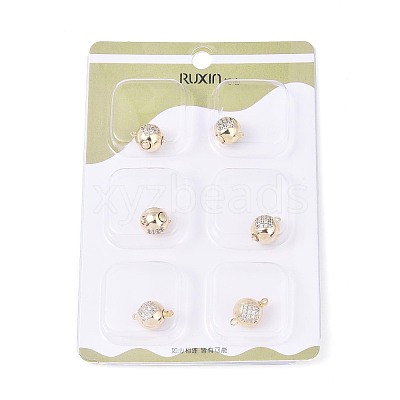 6Pcs Brass Clear Cubic Zirconia Box Clasps KK-T073-45G-1