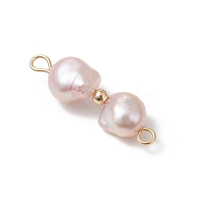 Natural Pearl Potato Beaded Connector Charms PALLOY-JF04902-1