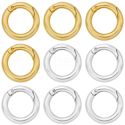 12Pcs 2 Colors Brass Spring Gate Rings KK-SC0008-03-1