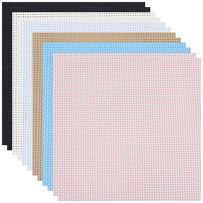 12Pcs 6 Colors 11CT Cross Stitch Fabric Sheets DIY-CY0002-77B-1