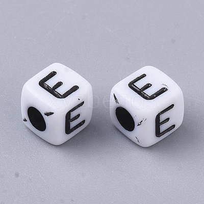 White Opaque Acrylic Beads MACR-R869-02E-1