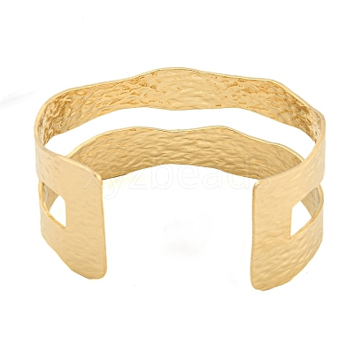 Ion Plating(IP) 304 Stainless Steel Textured Hollow Open Cuff Bangles BJEW-S151-01G-04-1