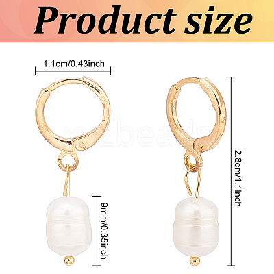 2 Pairs 2 Colors Plastic Imitaion Pearl Beaded Dangle Leverback Earrings EJEW-FI0001-03-1